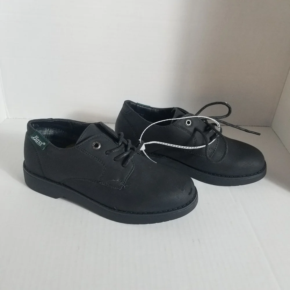 NWOT BASS BOY'S BLACK DRESS SHOES SIZE 1.5